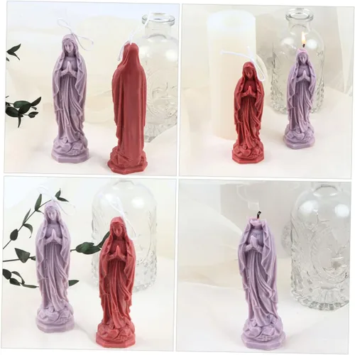 Miniatura 7 de EXCEART DIY Virgen María perfumada vela molde de silicona artesanal resina molde de fundición