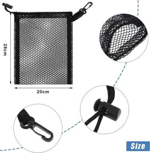 Miniatura 13 de 8 bolsas de malla negra con cordón y clips, pequeñas bolsas de malla de almacenamiento de nailon, bolsa para lavavajillas, bolsa de red para joyas