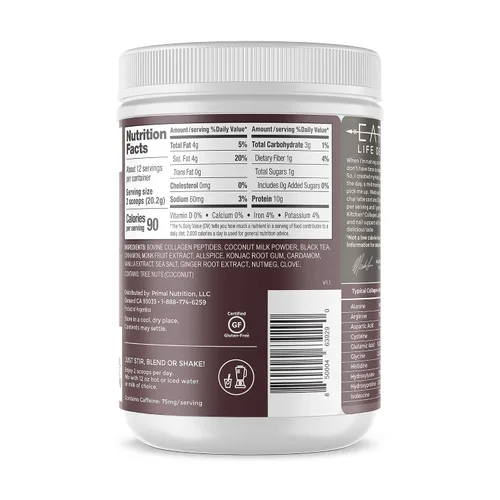 Miniatura 2 de Primal Kitchen Chai Tea Colágeno Keto Latte en polvo, mezcla de bebida de péptido de colágeno, 8.55 onzas