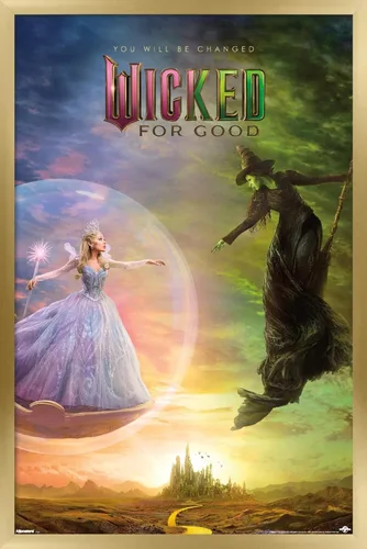 Miniatura 18 de Wicked: For Good (2025) - Póster de pared de una hoja de burbujas, 22.4 pulgadas de largo x 14.7 pulgadas de ancho, versión enmarcada de madera