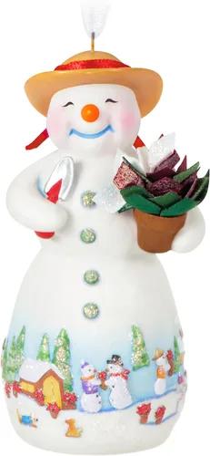 Miniatura 10 de Hallmark Keepsake Adorno de Navidad 2025, Snowtop Lodge Ollie U. Halfpipe, porcelana, muñeco de nieve, regalos para coleccionistas
