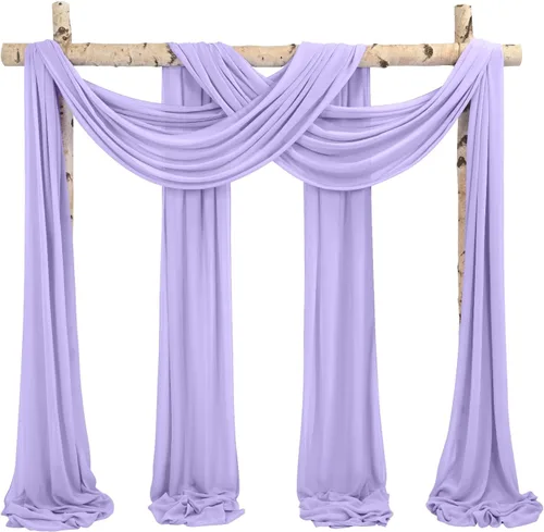 Miniatura 26 de Cortinas de arco de boda, 8 paneles de 28" x 20 pies, cortinas de tela de gasa blanca para ceremonia y recepción Blanco