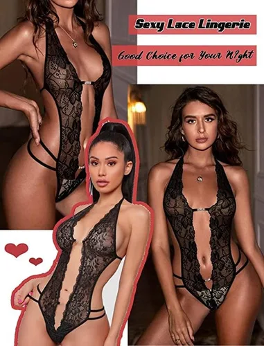 Miniatura 2 de Avidlove - Body de lencería de una pieza para mujer, diseño de encaje sexy con escote en V profundo, baby doll, tallas XS a XXXL