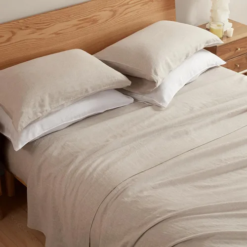 Miniatura 5 de DAPU - Fundas de almohada de lino puro (1 par), tejido de lino natural francés 100% (Queen, blanco)