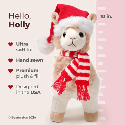Miniatura 2 de Colección Bearington - Peluche festivo Fifi flamenco de Navidad rosa de 8.5" con calcetines lindos, bufanda y gorro de Papá Noel - Adorable animal