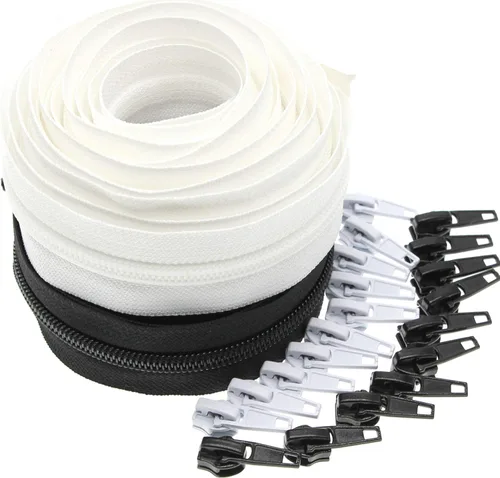 Miniatura 23 de Leekayer The Yard - Cremalleras de bobina de nailon blanco #5 a granel de 10 yardas con 25 deslizadores plateados para costura DIY bolsa