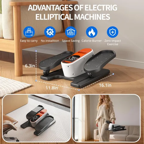 Miniatura 8 de Under Desk Elliptical Machine, Ellipse Leg Exerciser with Electric Seated Pedal for Home & Office, Manual & Auto Mode, Forward & Reverse,12 Speeds