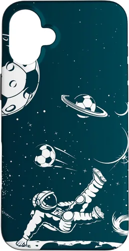 Miniatura 22 de Funda para iPhone 16 para teléfono de fútbol, amante del fútbol, jugador de fútbol espacial, funda de astronauta