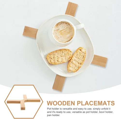 Miniatura 4 de Tapete plegable de bambú para ollas, salvamanteles de madera para platos calientes, salvamanteles plegables de Navidad para platos calientes