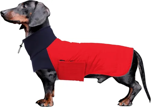 Abrigo de perro salchicha para perro salchicha Corgi Weiner reversible, abrigo de invierno acolchado con forro de algodón y cuello alto, traje para