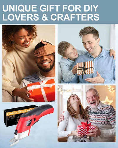 Miniatura 2 de Regalos para el día del padre de hija, hijo, esposa para papá, tijeras eléctricas inalámbricas, cortador de cartón, 4 V, potente cortador de caja