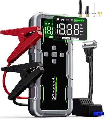 Miniatura 7 de Arrancador de coche de 6000 A, arrancador de batería portátil de 12 V para motores de gasolina de hasta 7.0 L y 5.5 L diésel, cargador de batería