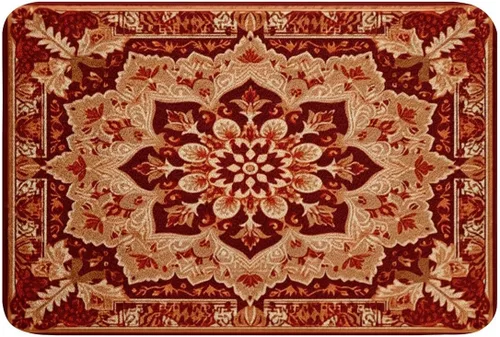 Miniatura 18 de Erosebridal Alfombras de baño vintage art decó, alfombra de baño antideslizante con medallón oriental rojo, 16 x 24 pulgadas, estilo bohemio, turco