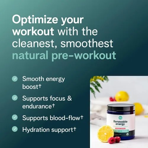 Miniatura 2 de Ora Organic Polvo natural para antes del entrenamiento, sabor a limonada de frambuesa, proporciona energía, enfoque, hidratación y resistencia sin
