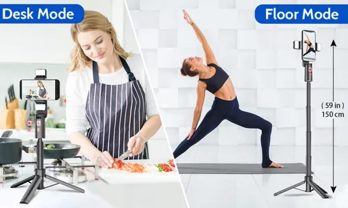 Miniatura 2 de Trípode extensible de seguimiento facial automático con luz, trípode giratorio 360, control de movimiento automático o manual, disparo de cámara