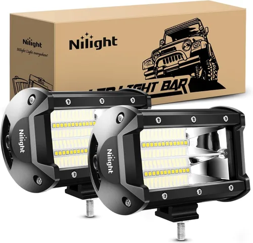Miniatura 10 de Nilight - Barra de luz LED ZH304, 2 unidades, 5 pulgadas, 72 W, 10800 lúmenes, luz amarilla de inundación, luces todoterreno con kit de arnés