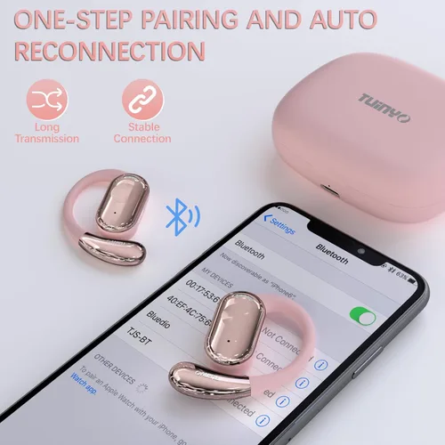 Miniatura 6 de TUINYO Auriculares inalámbricos con ganchos para la oreja, resistentes al agua IPX5, conexión Bluetooth estable de un paso con larga transmisión, 40