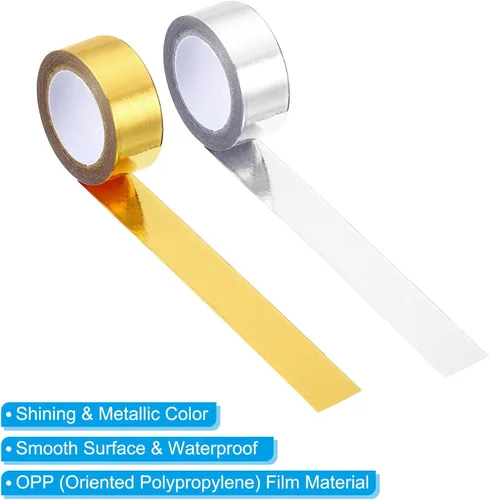 Miniatura 3 de PATIKIL Cinta adhesiva metálica Washi de 0.591 in x 16.4 ft, 4 unidades de papel de arte para espejo, autoadhesivas, para bricolaje, manualidades