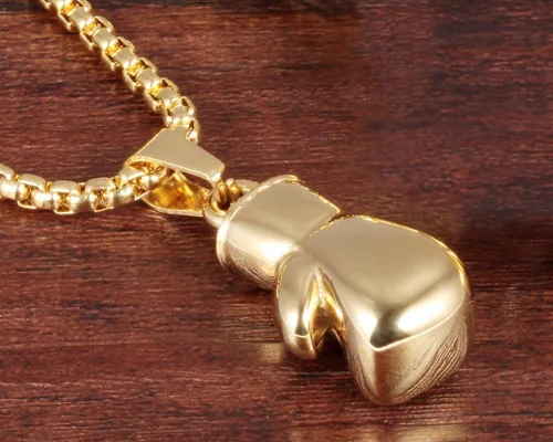 Miniatura 8 de Hamoery Collar con colgante de cadena de guante de boxeo de acero inoxidable punk para hombres y mujeres