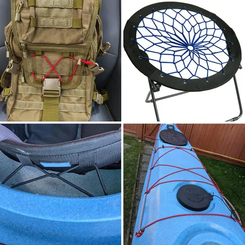 Miniatura 3 de Cuerda elástica de 1/4 de pulgada de diámetro, 50 pies de longitud, cuerda elástica para kayak, color negro, goma real y resistente a los rayos UV