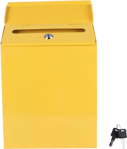 Miniatura 10 de Housoutil Buzón de estaño blanco cajas blancas soporte para correo de montaje en pared, buzón a prueba de agua, buzón de sugerencias de metal, buzón