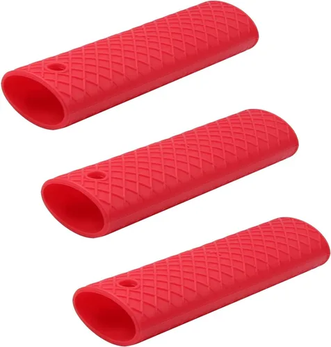 Miniatura 13 de Bettomshin 3 soportes de silicona para mango caliente, 6.102 in/6.1 pulgadas, funda antideslizante de silicona para ollas, resistente al calor, Negro