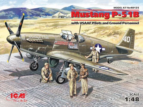 Miniatura 2 de ICM 48125 - Modelo de avión Mustang P-51B con pilotos de la USAAF y personal de tierra. Avión militar de plástico - Escala 1:48
