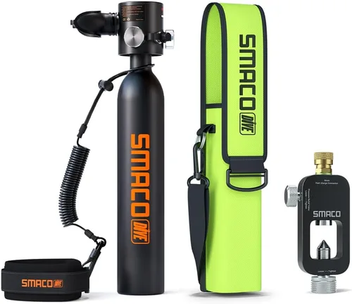 Miniatura 9 de SMACO Botella de buceo Mini Tanque 0.5L Buceo Botella Soporta 6-10 Minutos Buceo para Buceo o como Botella de Aire de Repuesto