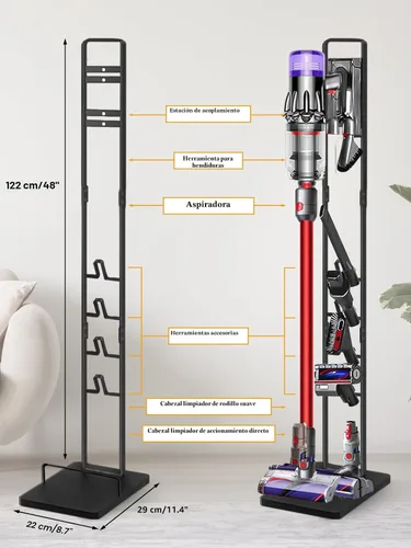Miniatura 7 de Haturi Soporte de vacío para Dyson V15 V12 V11 V10 V8 V7 V6, soporte de almacenamiento de metal para aspiradora inalámbrica y accesorios, compatible