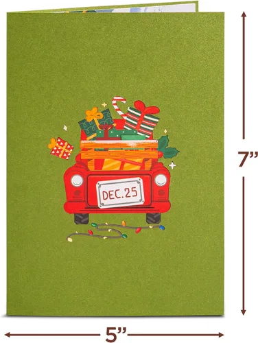 Miniatura 2 de Paper Love Tarjeta de Navidad desplegable 3D, automóvil, regalo para Navidad o vacaciones, cubierta de 5 x 7 pulgadas, incluye sobre y etiqueta