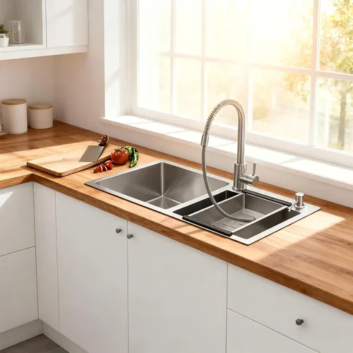 Miniatura 2 de Fregadero de cocina de 30 pulgadas con doble tazón, Fregadero de cocina de montaje superior/inferior, Fregadero de cocina de acero inoxidable
