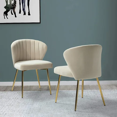 Miniatura 22 de TINA'S HOME Juego de 2 sillas decorativas, sillas laterales de terciopelo glamoroso con patas doradas, sillas de comedor tapizadas de mediados
