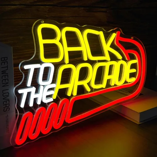 Miniatura 2 de Letrero de neón retro de Arcade grande, luz de neón "Back to the Arcade" regulable, letreros de neón para jugadores para decoración de pared