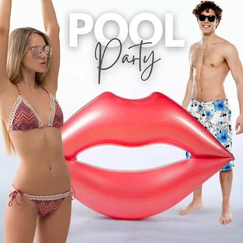 Miniatura 6 de Flotador gigante de labios rojos para piscina – Tumbona de agua extragrande para adultos de 70.86 x 62.99 pulgadas, flotador de piscina inflable