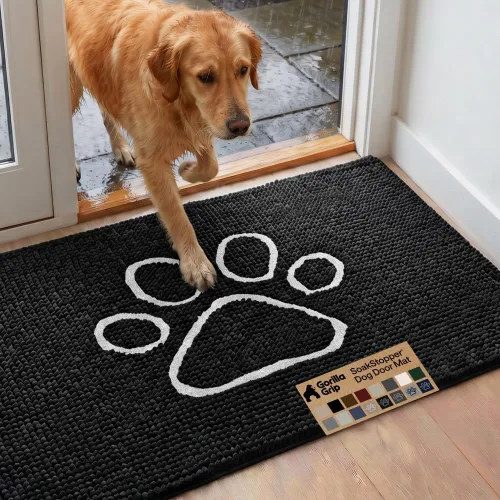 Miniatura 30 de GORILLA GRIP SOAKSTOPPER - Tapete para puerta de perro, 30 x 20 pulgadas, lavable a máquina, absorbente, captura la humedad, barro, suciedad, Negro