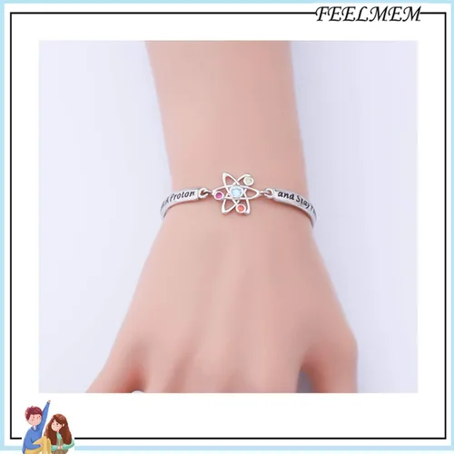 Miniatura 3 de FEELMEM Pulsera de ciencia atómica, regalo de química, piensa como un protón y mantente positivo, regalo de ciencia química para graduados