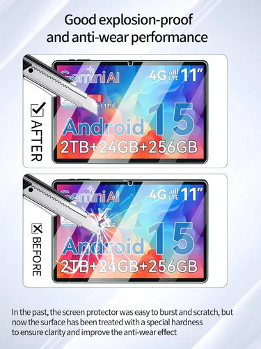 Miniatura 3 de Protector de pantalla para tableta TABWEE W90 2025 Android 15 de 11 pulgadas, dureza 9H antiarañazos, sensible al tacto, bordes redondeados 2.5D