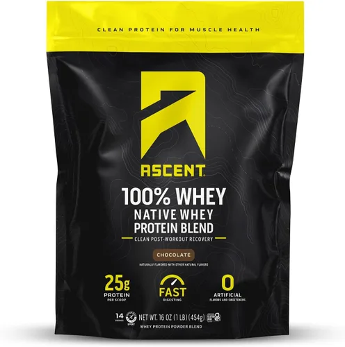 Miniatura 20 de Ascent 100% proteína de suero en polvo – aislado de proteína de suero después del entrenamiento, cero sabores artificiales y edulcorantes, sin soja