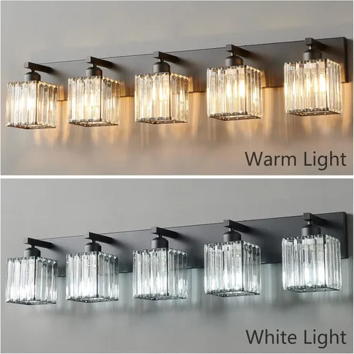 Miniatura 3 de Moderna lámpara de tocador/pared de baño de cristal negro - 5 luces Negro recto.