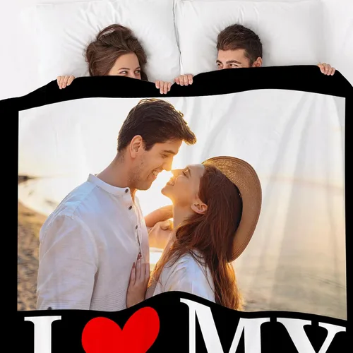 Miniatura 2 de Manta personalizada con fotos, regalos personalizados para el día de San Valentín para él y ella, mantas personalizadas de franela suave
