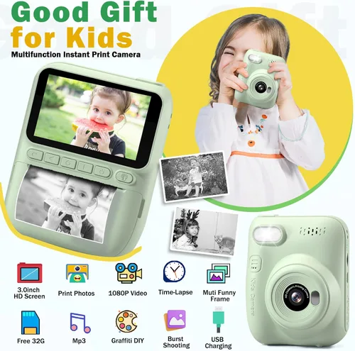 Miniatura 2 de Cámara para Niños Impresión Instantánea Regalos de Cumpleaños y Graduación para Niños de 3, 4, 5, 6, 7, 8, 9 años Cámara Digital Portátil