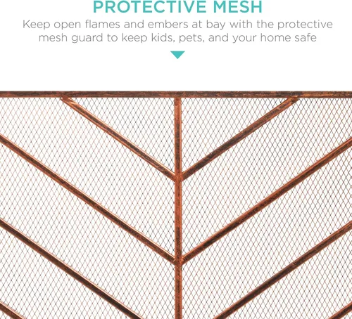 Miniatura 3 de Best Choice Products Panel individual de 38 x 31 pulgadas, hecho a mano, malla de hierro forjado, protector contra chispas contra incendios