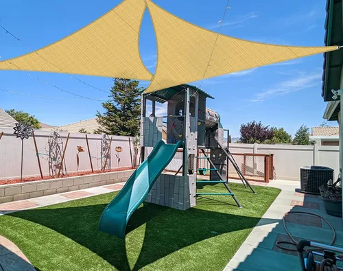 COARBOR Toldo tipo vela de 7 x 7 x 7 pies, para exteriores, resistente, triangular, tela para patio, jardín, terraza, pérgola, toldo color arena
