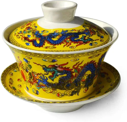 Miniatura 6 de Gaiwan - Juego de tazas de té chinas de dargon sancai de 7 onzas para té Gongfu (rojo)