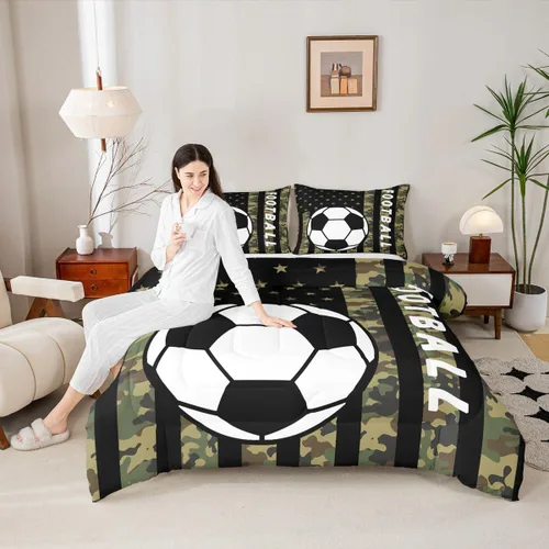 Miniatura 28 de Feelyou Juego de edredón de baloncesto para niñas y niños, juego de ropa de cama con juegos de pelota, decoración de habitación, regalo para amantes