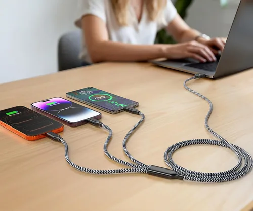 Miniatura 5 de Cable de carga múltiple para cargador de Apple Watch de 6 pies, cable de carga 3 en 1, USB A/C a Lightning tipo C, cable USB C, cable de cargador