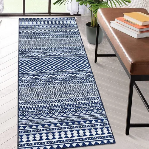 Miniatura 13 de COZYLOOM Tapete geométrico bohemio de 2 x 4 pulgadas, lavable a máquina, vintage, de felpilla marroquí, para interiores, antideslizante, cocina