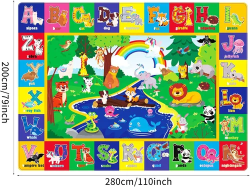 Miniatura 2 de Alfombra de juego para bebé para piso, alfombra de gateo de 6 pies 7 pulgadas x 9 pies, alfombra de juego para bebés de superficie suave, no tóxica