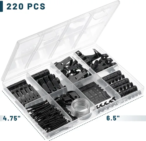 Miniatura 2 de Mr. Pen - Kit negro para colgar cuadros de 220 piezas, clavos, ganchos y herrajes