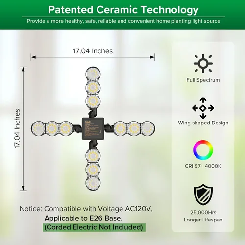 Miniatura 5 de SANSI Luz de cultivo para plantas de interior, 80 W, 8000 lúmenes, luz de espectro completo PPFD de alto espectro con temporizador remoto